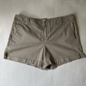 New York & Company Neutral White Striped‎ Fabric Womens Shorts Size 6